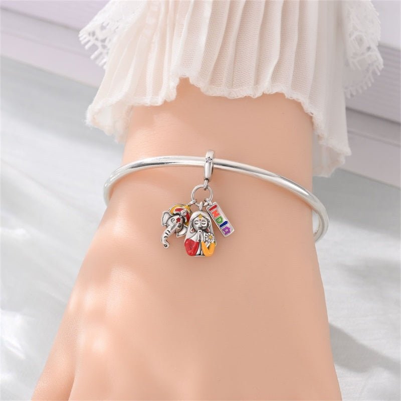 Amarante Jewelry India Namaste, Ganesh & Flag Dangle Charm