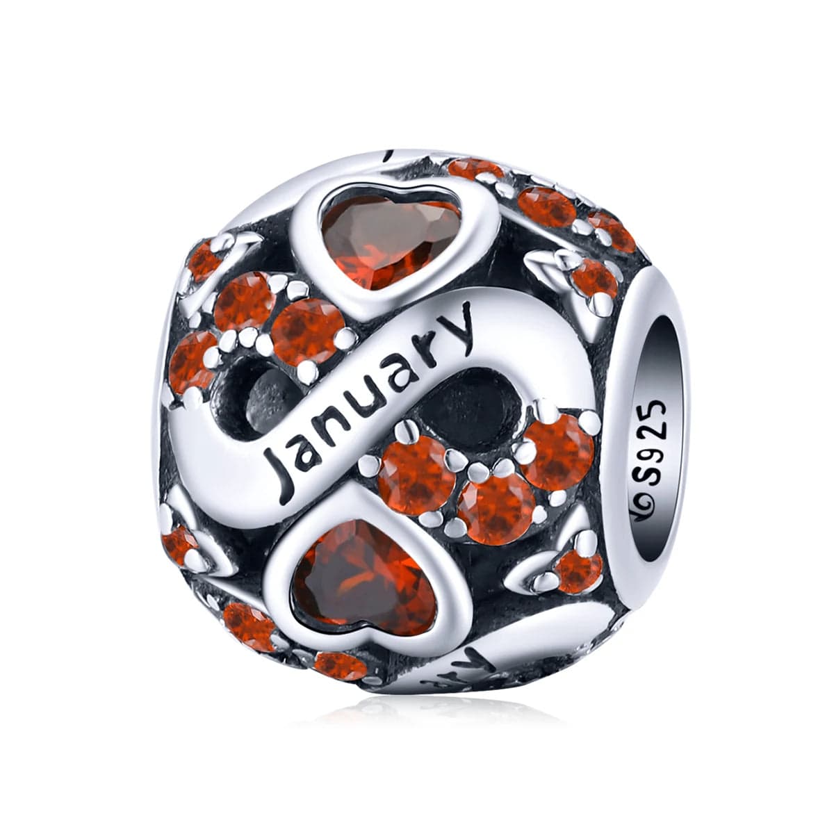 Amarante Jewelry Infinite Love Zircon Heart Birthstone Charms