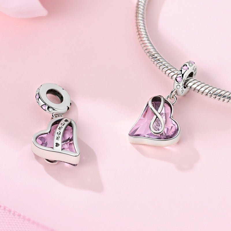 Amarante Jewelry Infinity Heart Pink Crystal Dangle Charm