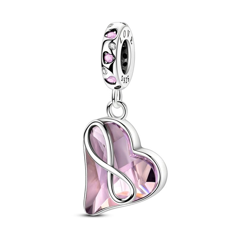 Amarante Jewelry Infinity Heart Pink Crystal Dangle Charm