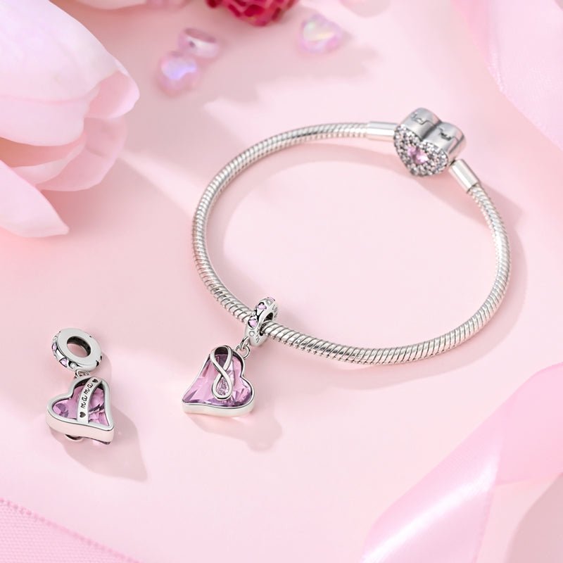 Amarante Jewelry Infinity Heart Pink Crystal Dangle Charm
