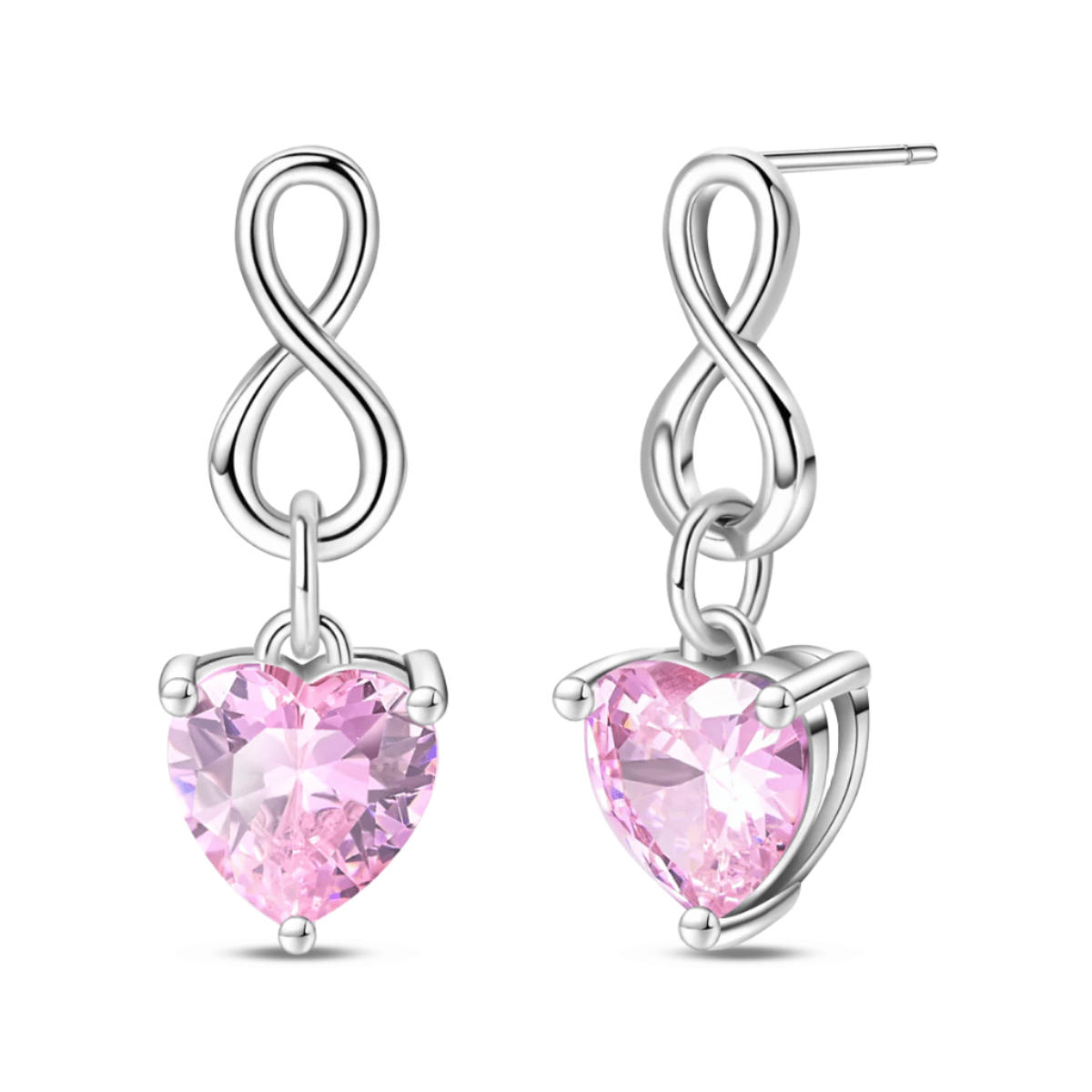 Amarante Jewelry Infinity Pink Heart Gemstone Drop Earrings
