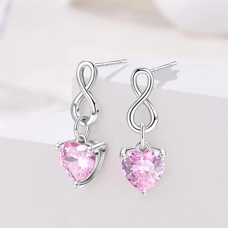 Amarante Jewelry Infinity Pink Heart Gemstone Drop Earrings