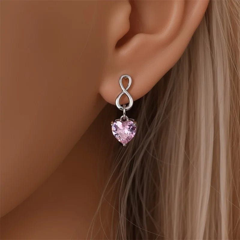 Amarante Jewelry Infinity Pink Heart Gemstone Drop Earrings