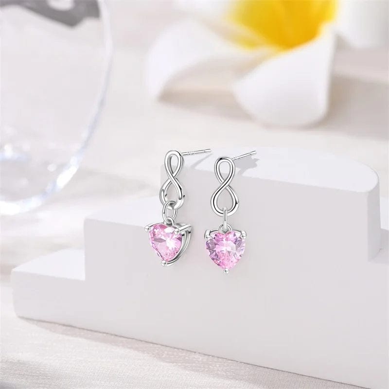 Amarante Jewelry Infinity Pink Heart Gemstone Drop Earrings