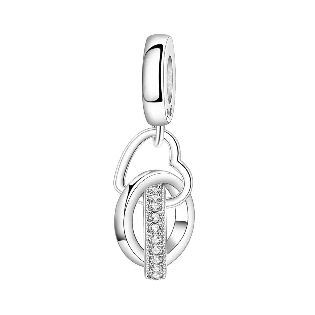 Amarante Jewelry Interlocking Rings & Heart Dangle Charm
