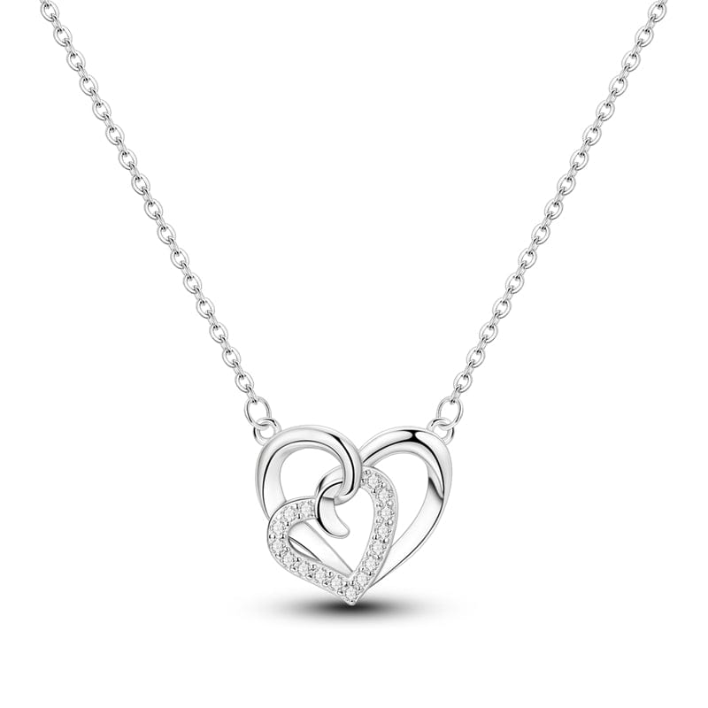 Amarante Jewelry Interlocking Sparkling Hearts Pendant Necklace