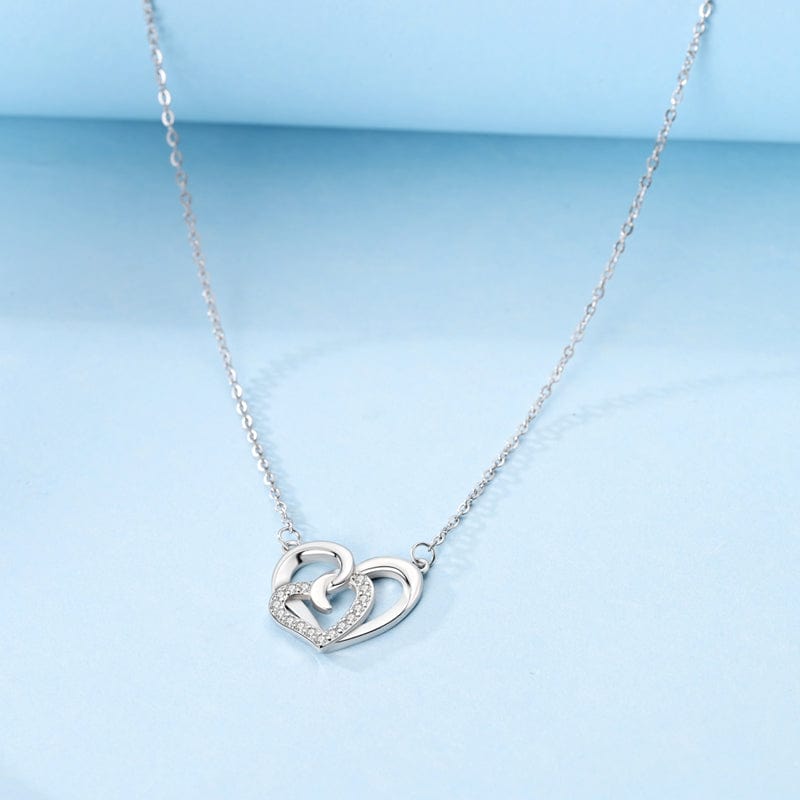 Amarante Jewelry Interlocking Sparkling Hearts Pendant Necklace