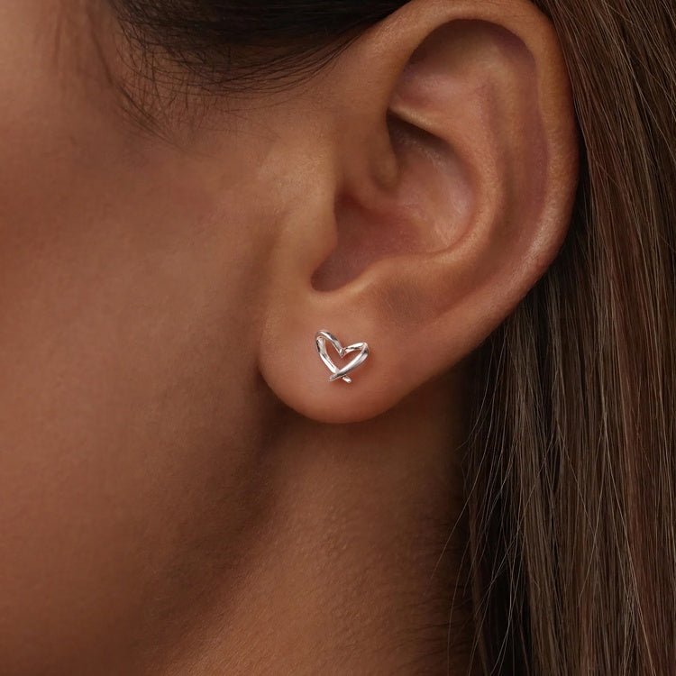 Amarante Jewelry Intertwined Open Heart Stud Earrings