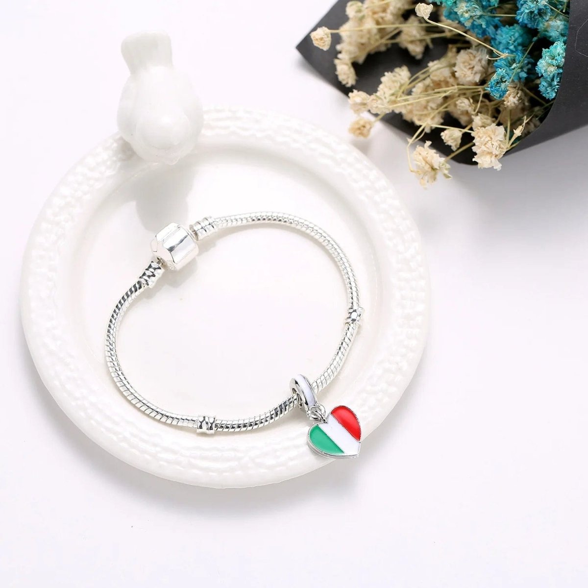 Amarante Jewelry Italy Heart Flag Dangle Charm