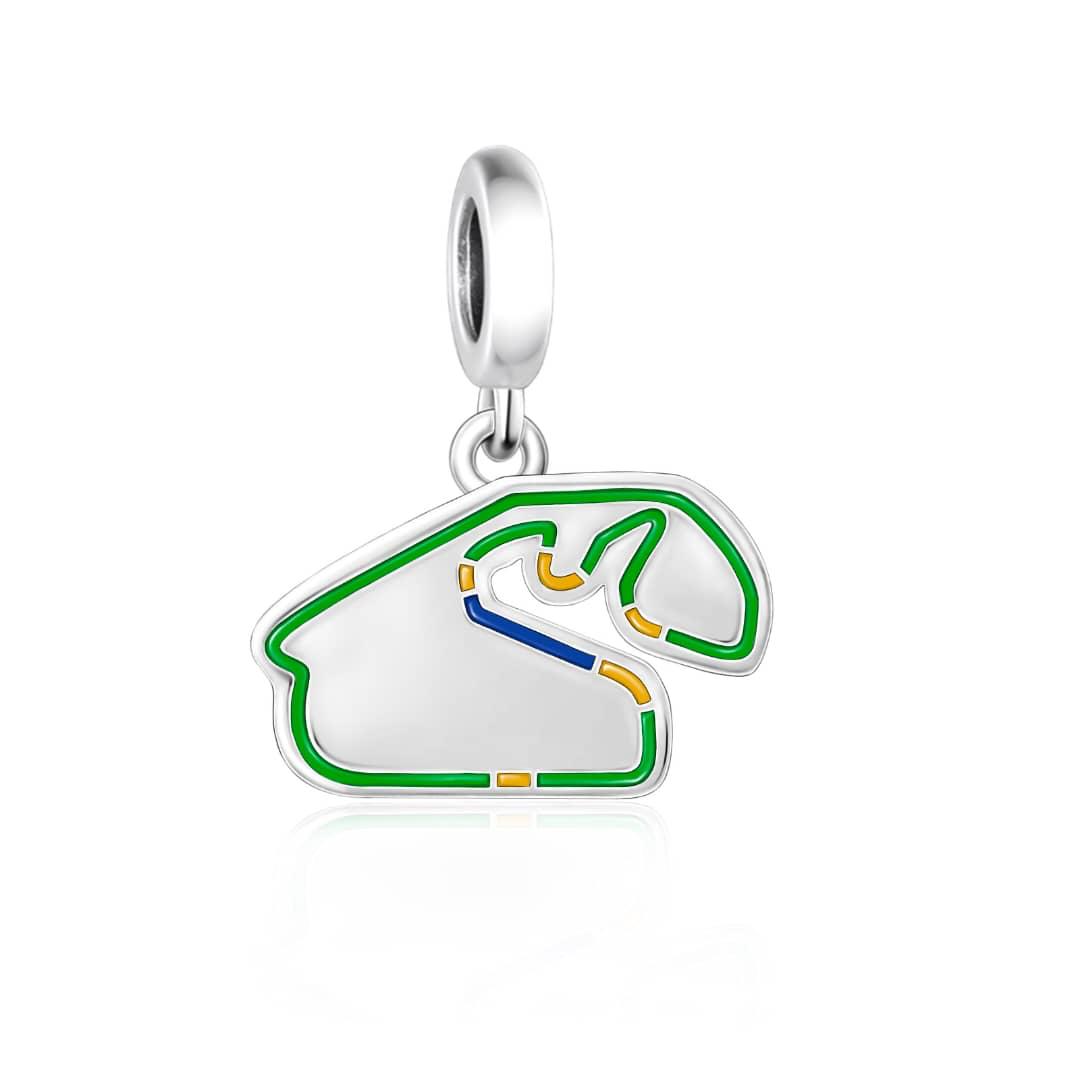 Amarante Jewelry Jose Carlos Pace Interlagos Race Track with Brazilian Flag Colors Dangle Charm