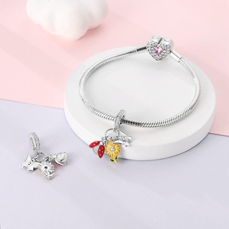 Amarante Jewelry Ladybug, Sunflower & Butterfly Garden Charm
