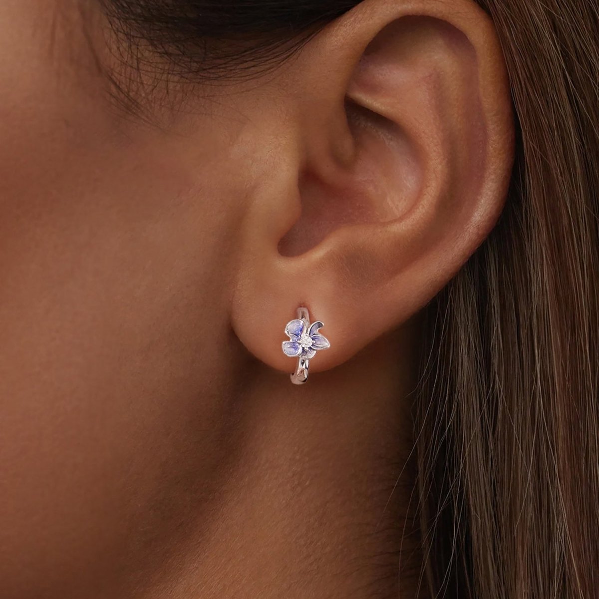 Amarante Jewelry Lavender Blossom Hoop Earrings