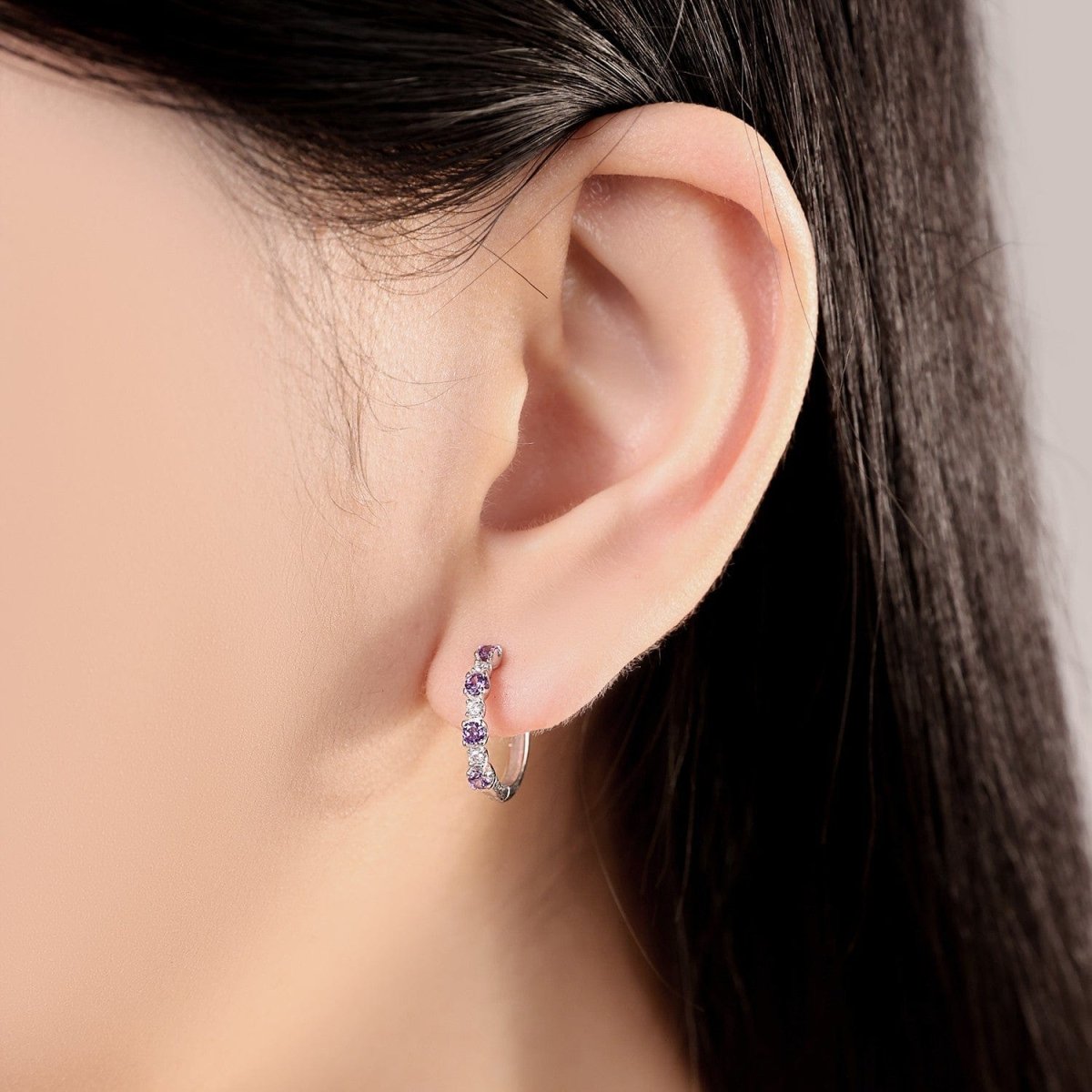 Amarante Jewelry Lavender Crystal Hoop Earrings