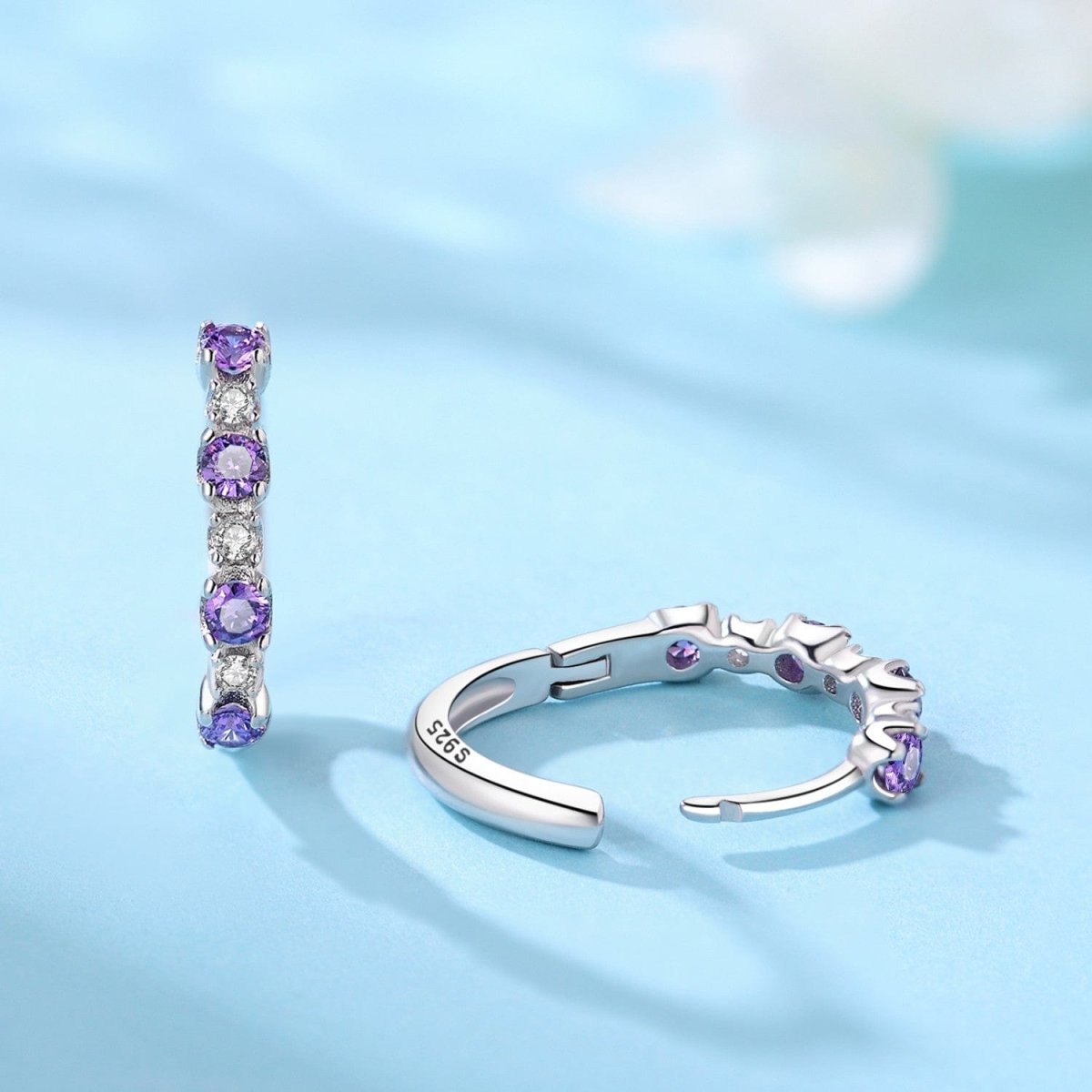 Amarante Jewelry Lavender Crystal Hoop Earrings