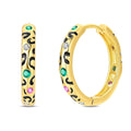 Amarante Jewelry Leopard Print Gold Hoop Earrings with Multicolor Stones