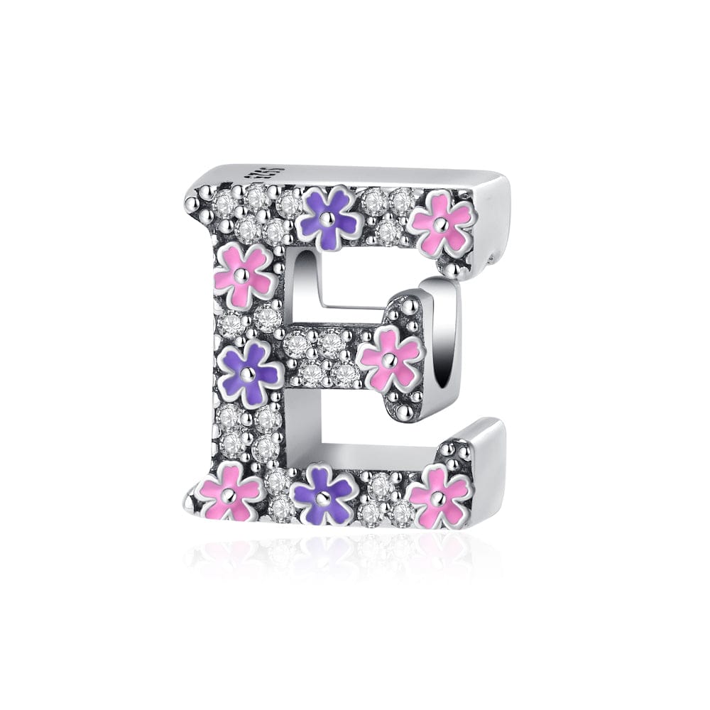 Amarante Jewelry Pink & Purple Flower Letter A~Z Alphabet Charm