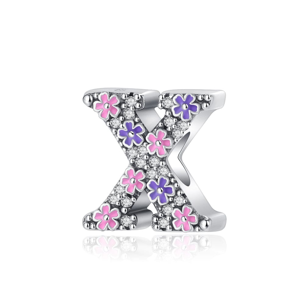 Amarante Jewelry Pink & Purple Flower Letter A~Z Alphabet Charm