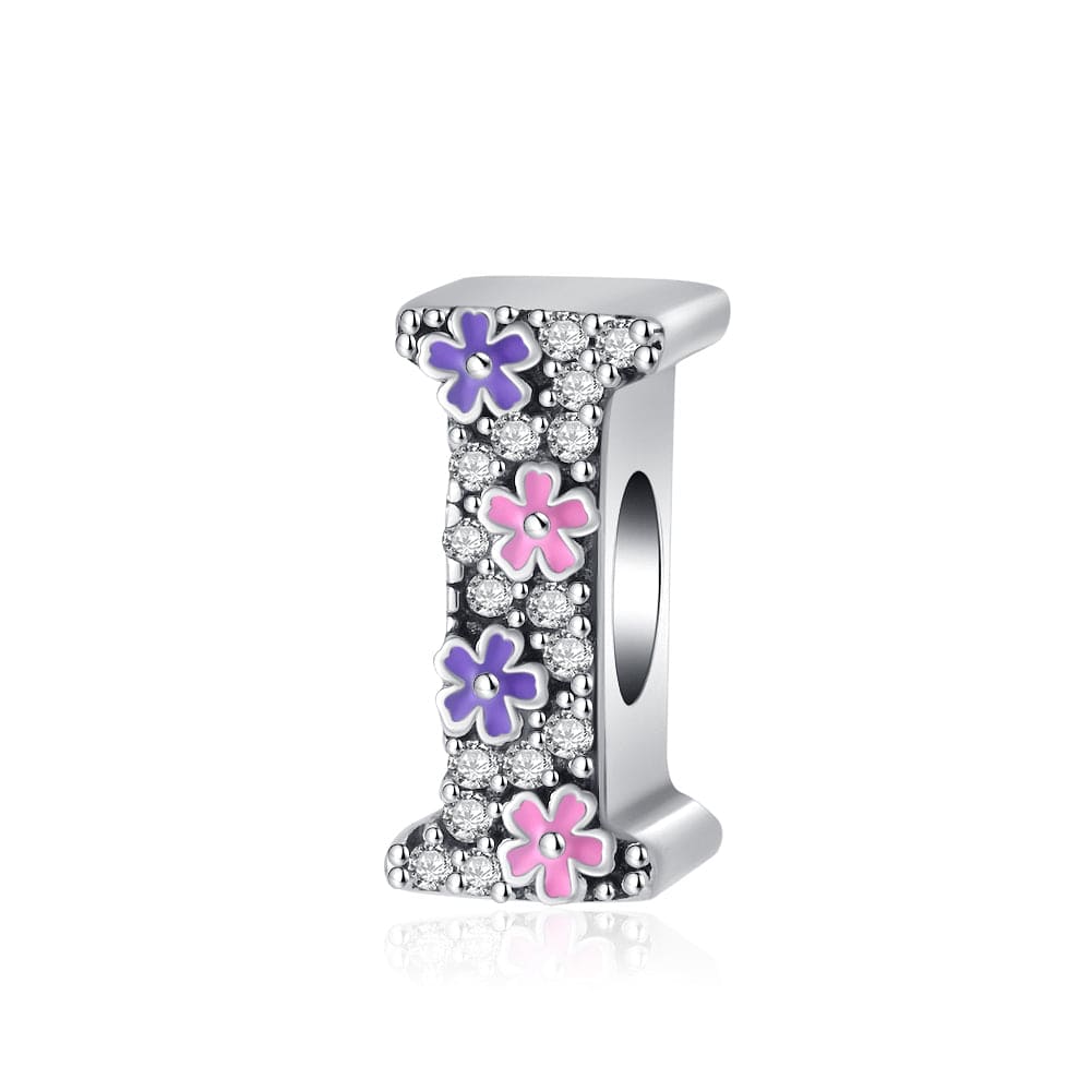 Amarante Jewelry Pink & Purple Flower Letter A~Z Alphabet Charm