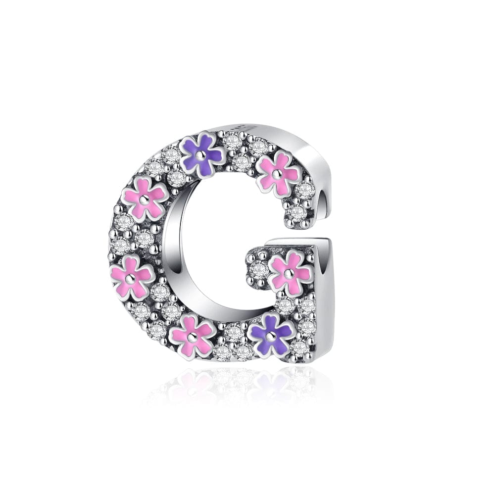 Amarante Jewelry Pink & Purple Flower Letter A~Z Alphabet Charm