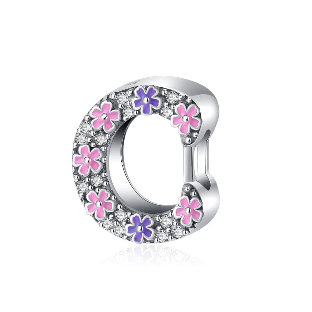 Amarante Jewelry Pink & Purple Flower Letter A~Z Alphabet Charm
