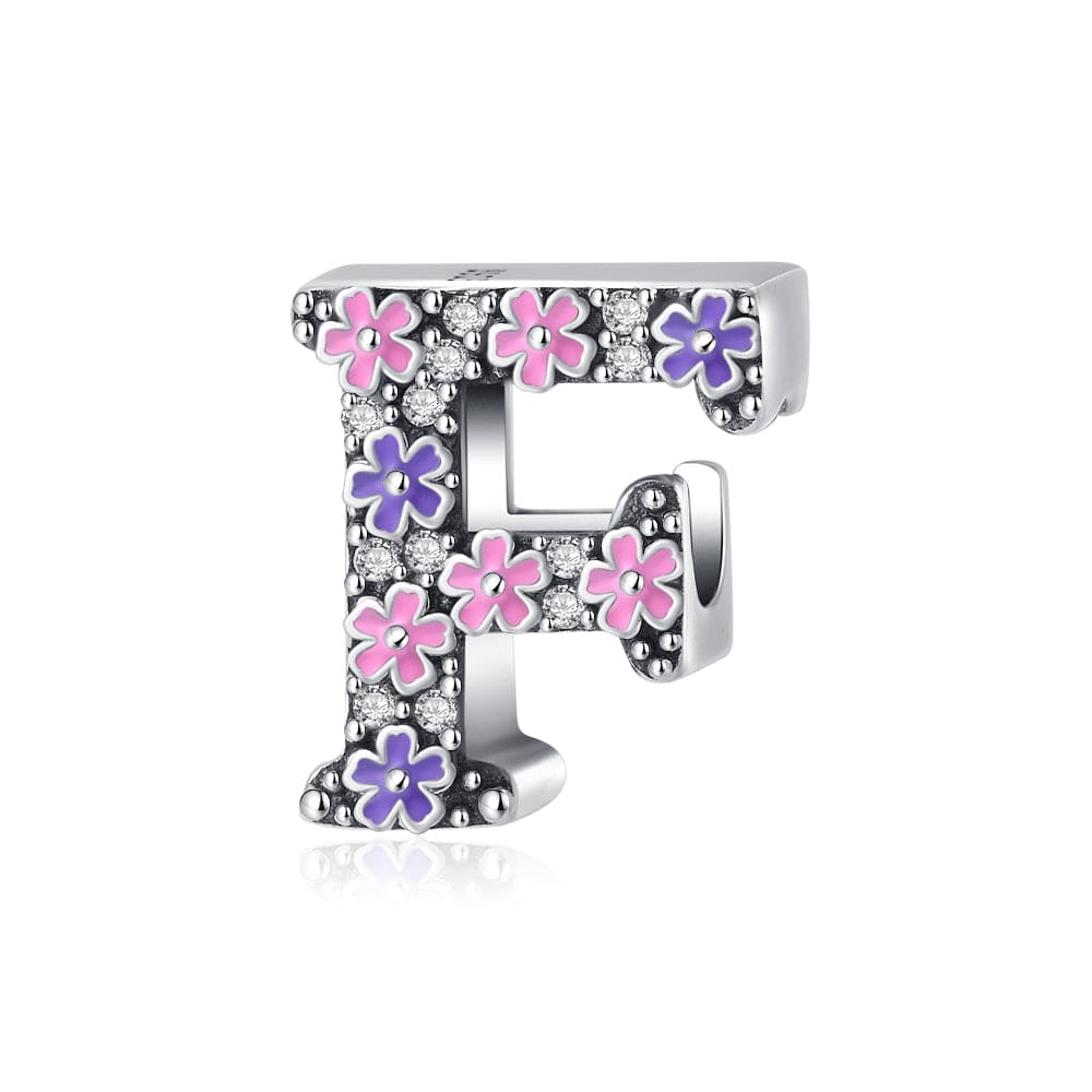 Amarante Jewelry Pink & Purple Flower Letter A~Z Alphabet Charm