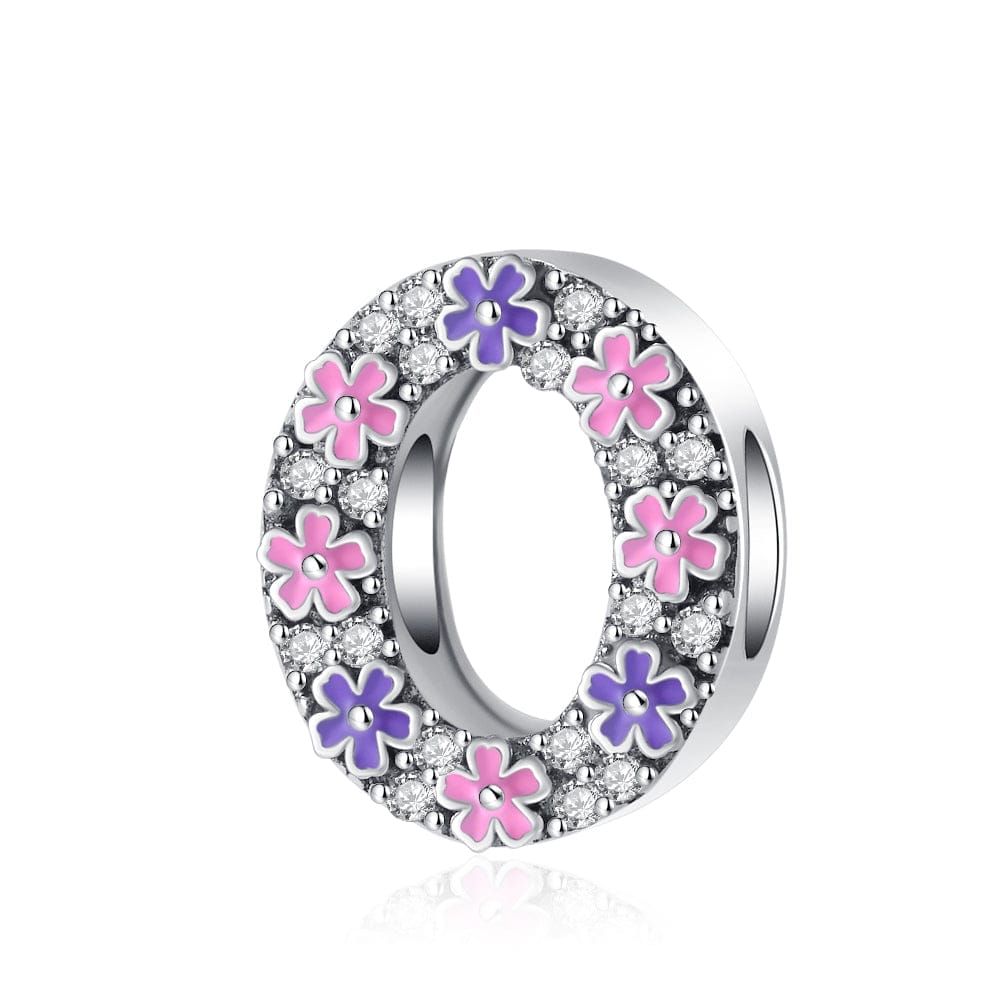 Amarante Jewelry Pink & Purple Flower Letter A~Z Alphabet Charm