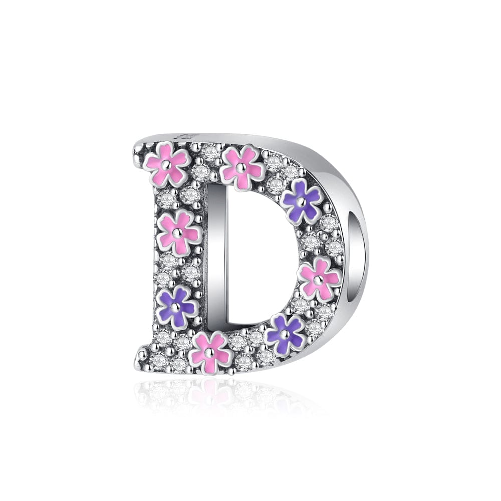 Amarante Jewelry Pink & Purple Flower Letter A~Z Alphabet Charm