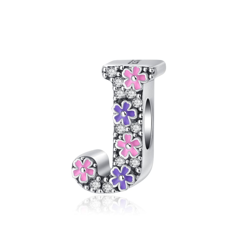 Amarante Jewelry Pink & Purple Flower Letter A~Z Alphabet Charm