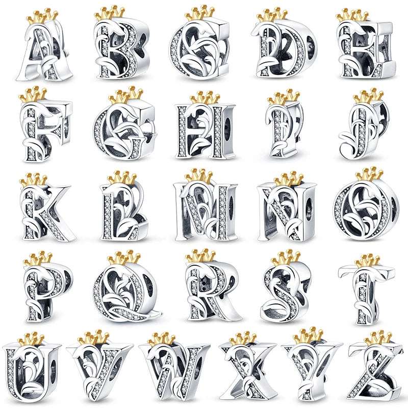 Amarante Jewelry Crowned Royal Letter A~Z Alphabet Charm