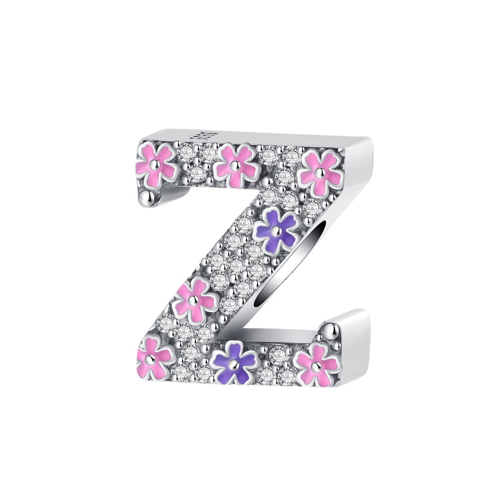Amarante Jewelry Pink & Purple Flower Letter A~Z Alphabet Charm