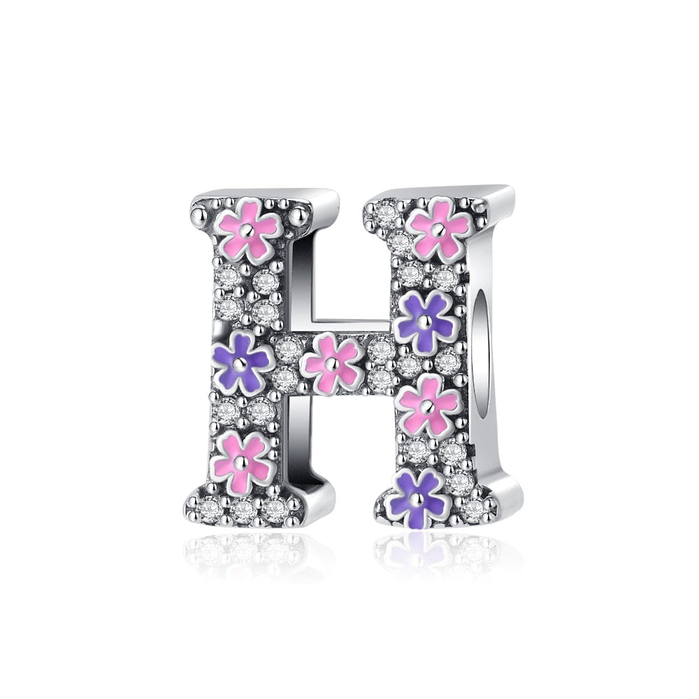 Amarante Jewelry Pink & Purple Flower Letter A~Z Alphabet Charm