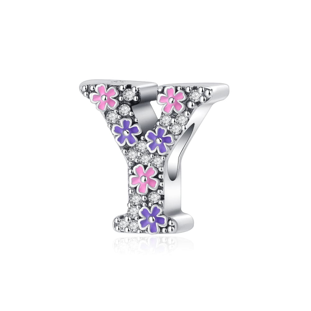 Amarante Jewelry Pink & Purple Flower Letter A~Z Alphabet Charm