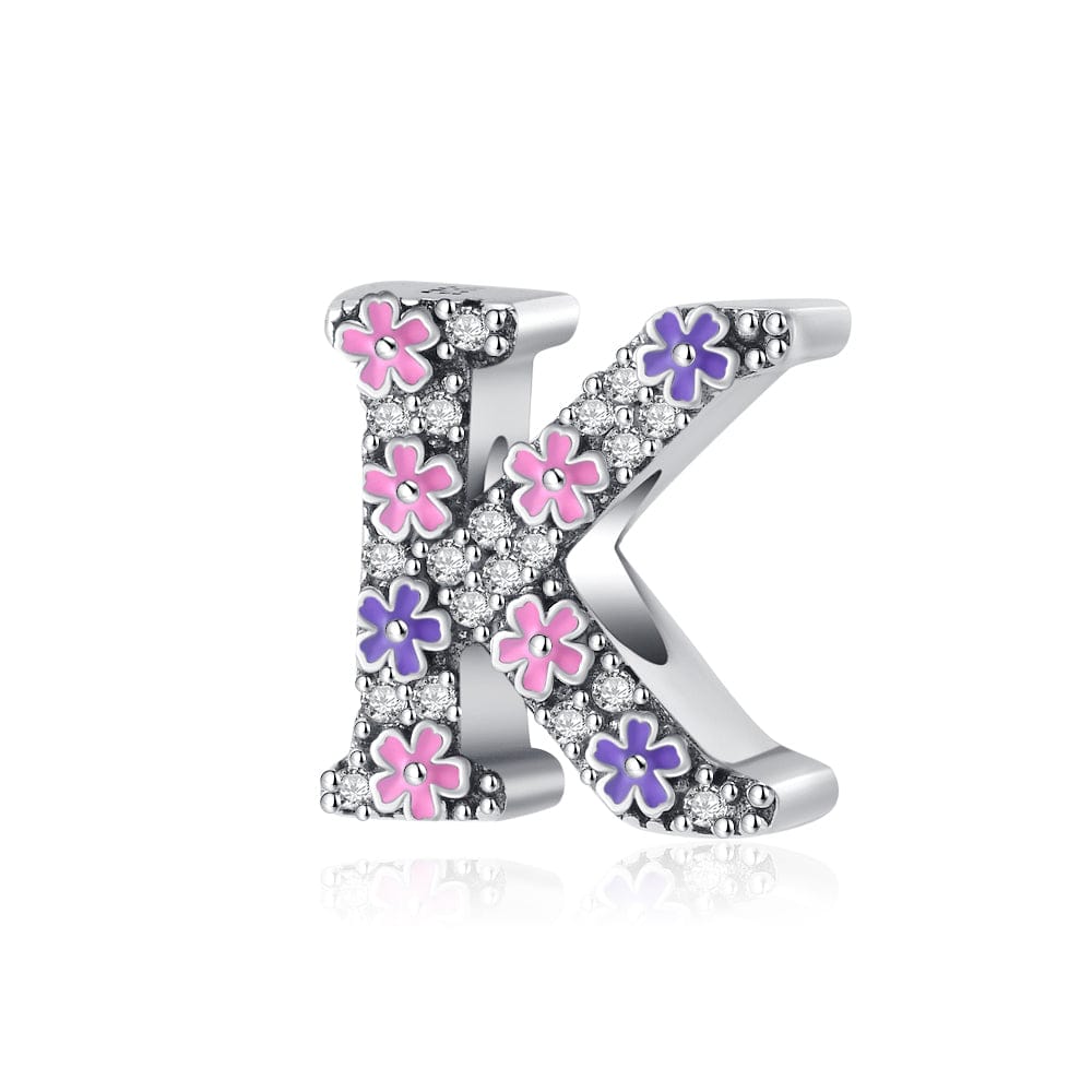 Amarante Jewelry Pink & Purple Flower Letter A~Z Alphabet Charm