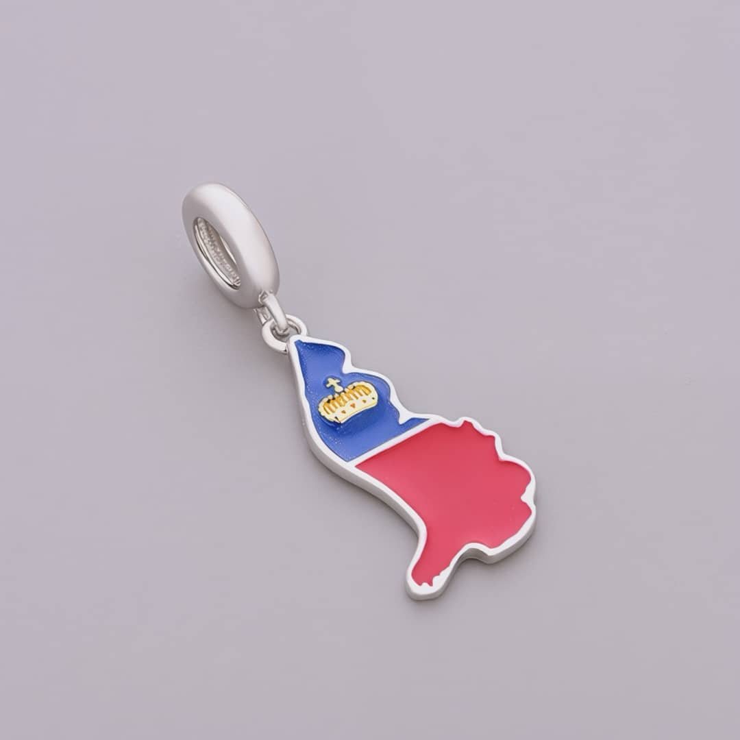 Amarante Jewelry Liechtenstein Map Flag Dangle Charm