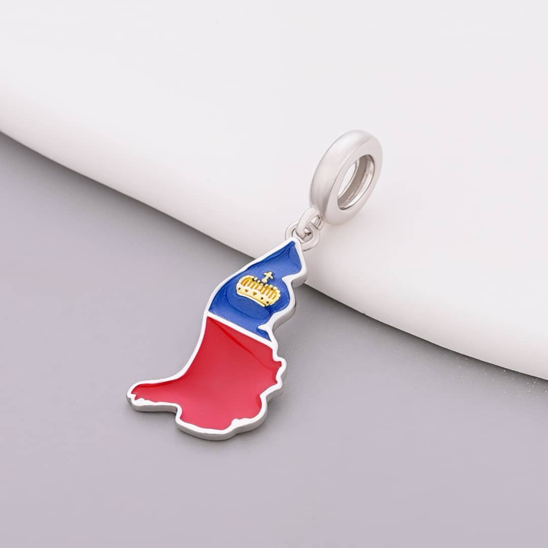 Amarante Jewelry Liechtenstein Map Flag Dangle Charm