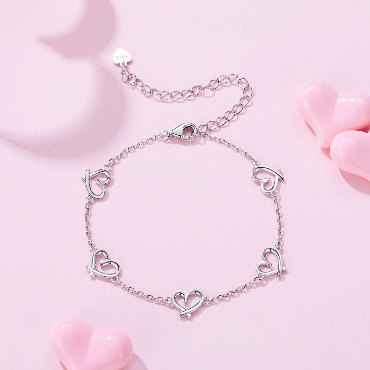 Amarante Jewelry Linked Hearts Silver Bracelet