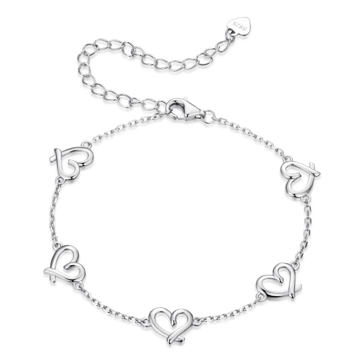 Amarante Jewelry Linked Hearts Silver Bracelet