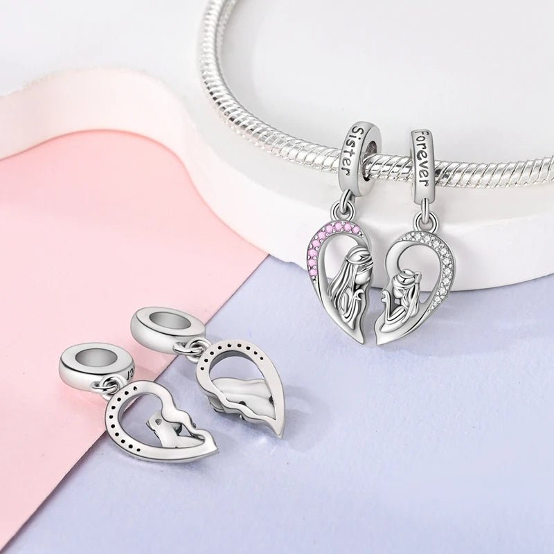Amarante Jewelry Sister & Forever Split Heart Dangle Charm