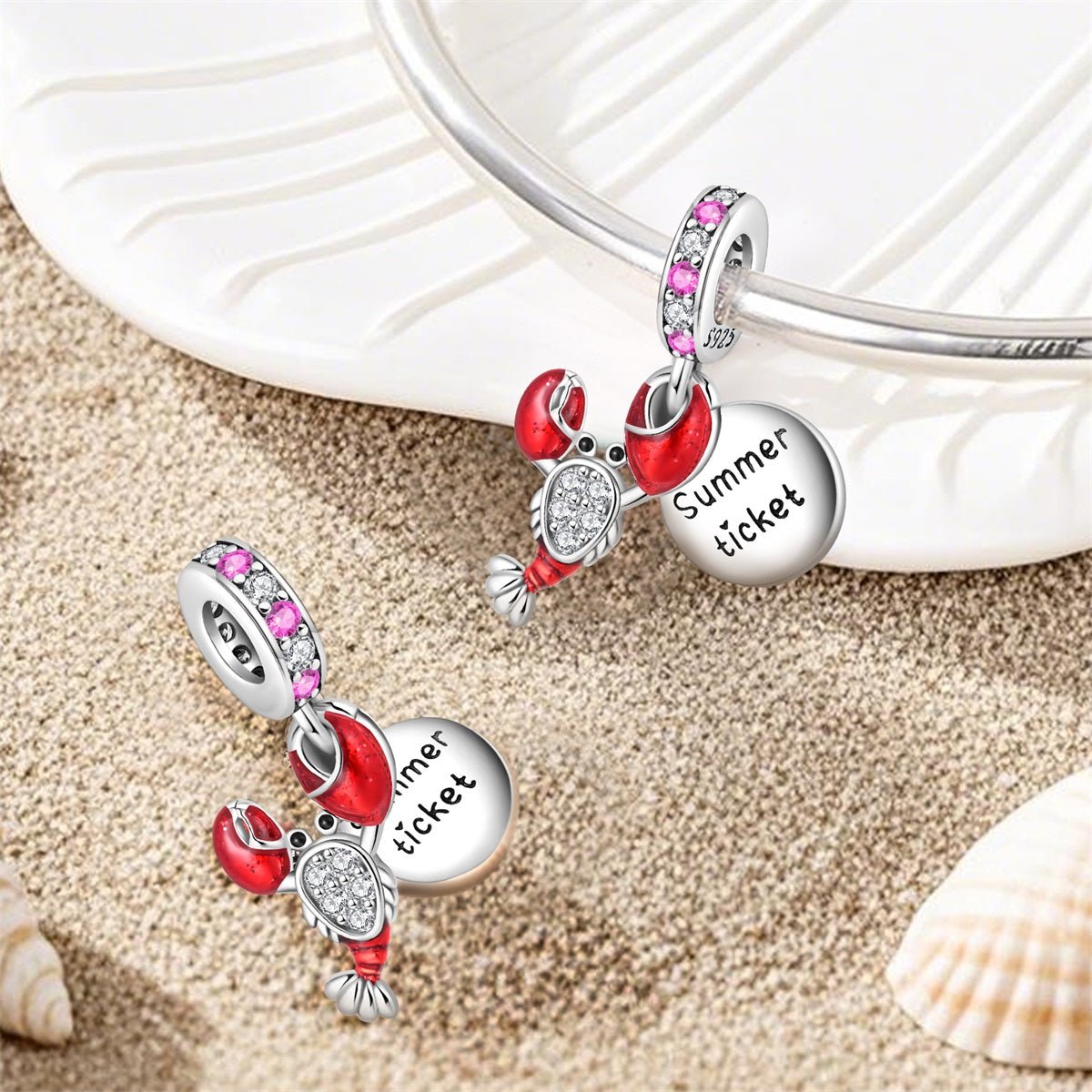 Amarante Jewelry Lobster & Summer Ticket Dangle Charm