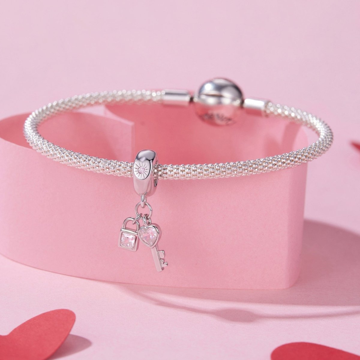 Amarante Jewelry Lock & Key Love Sparkle Dangle Charm
