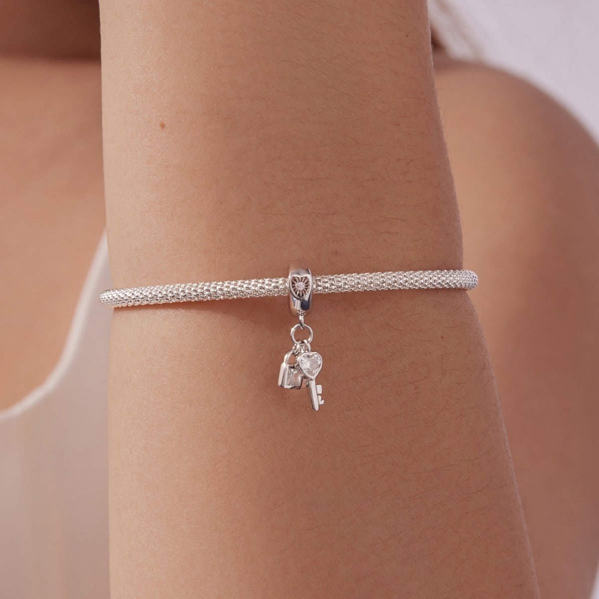 Amarante Jewelry Lock & Key Love Sparkle Dangle Charm