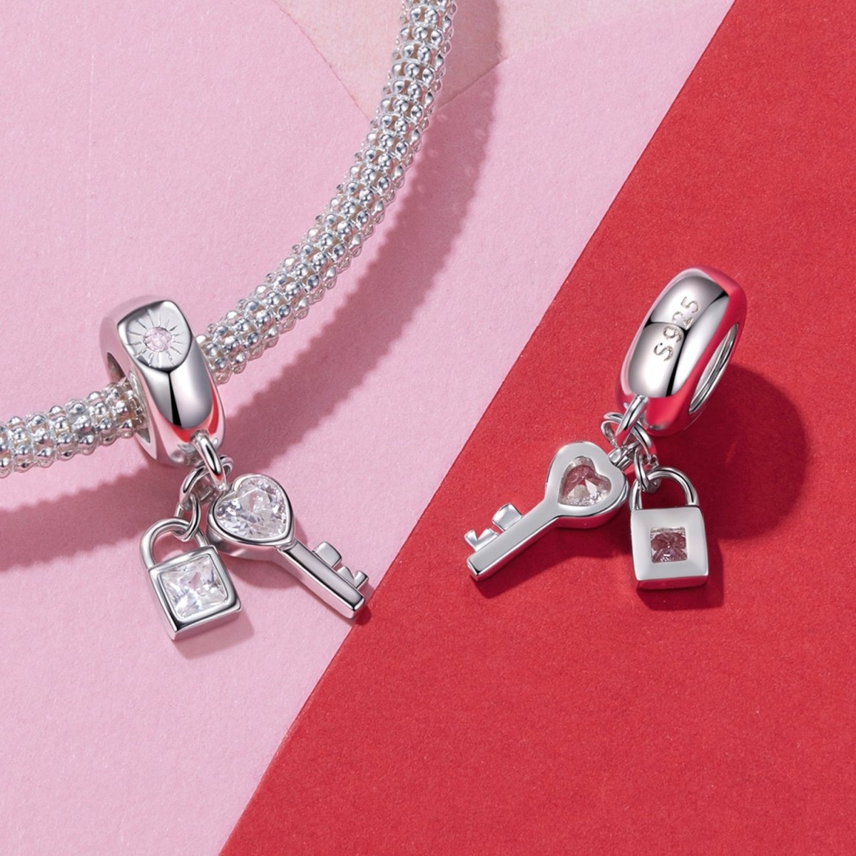 Amarante Jewelry Lock & Key Love Sparkle Dangle Charm