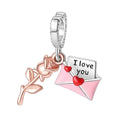 Amarante Jewelry Love Letter & Rose Dangle Charm