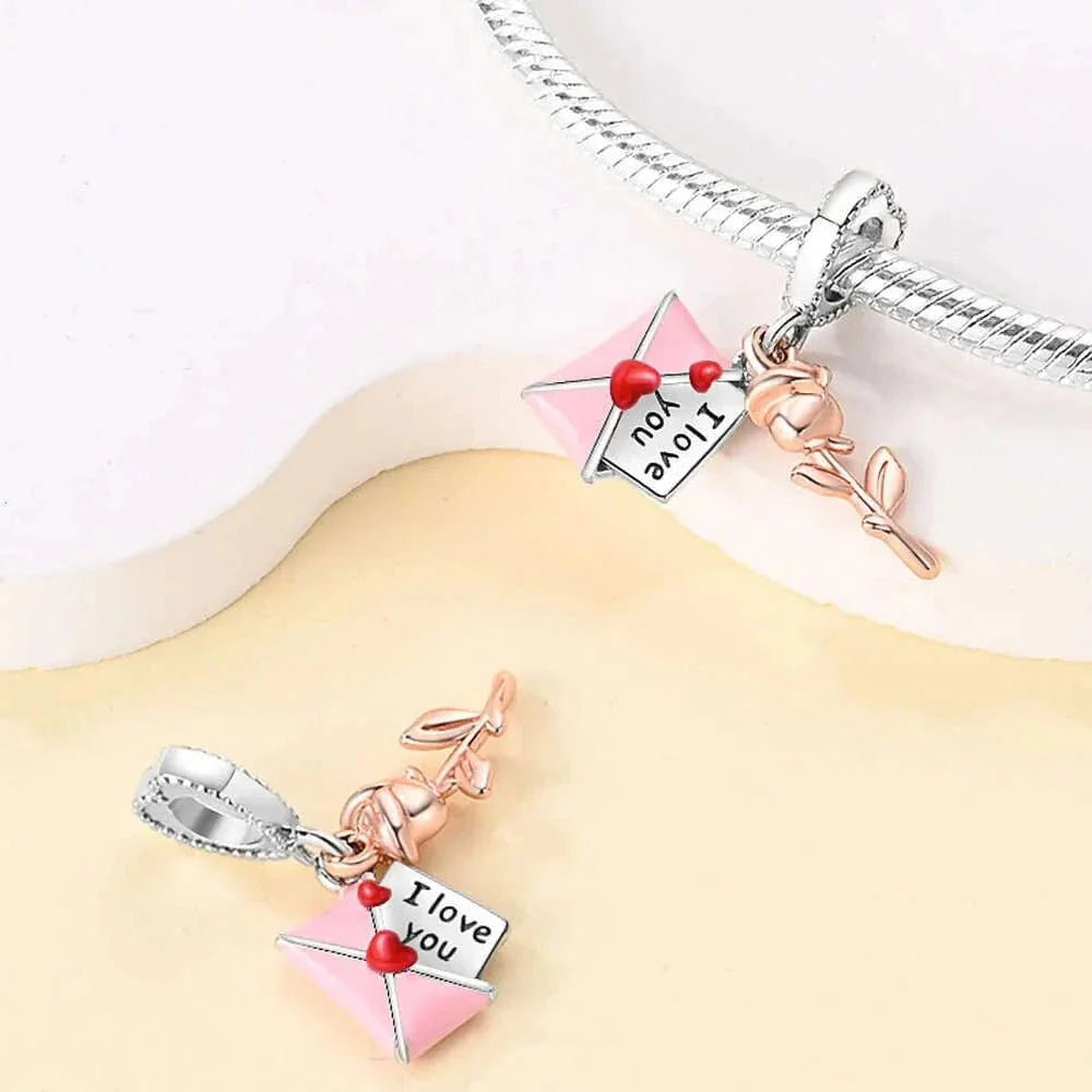 Amarante Jewelry Love Letter & Rose Dangle Charm