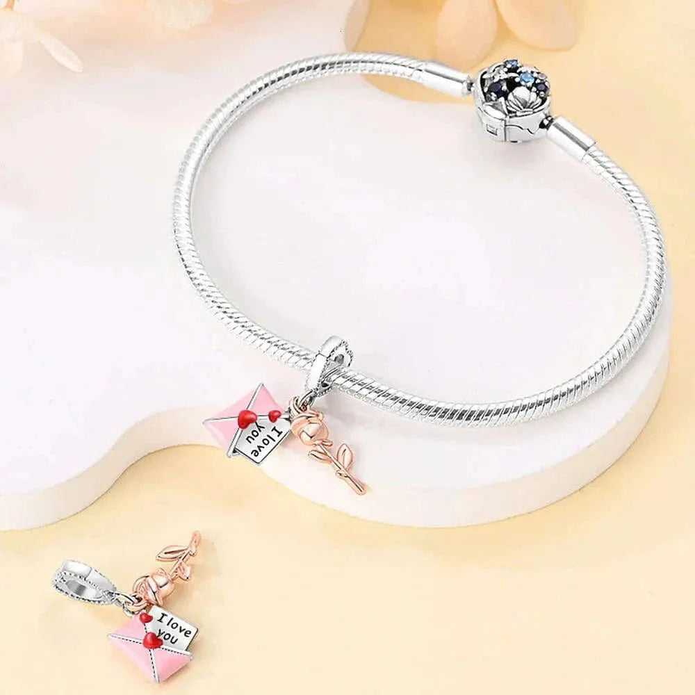 Amarante Jewelry Love Letter & Rose Dangle Charm