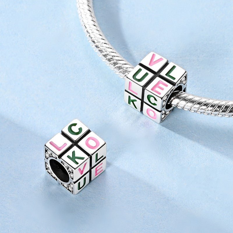 Amarante Jewelry Love Luck Letter Cube Charm