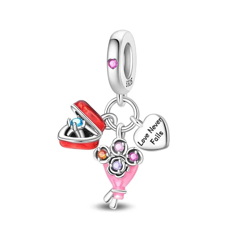 Amarante Jewelry Love Never Fails Bouquet & Ring Dangle Charm
