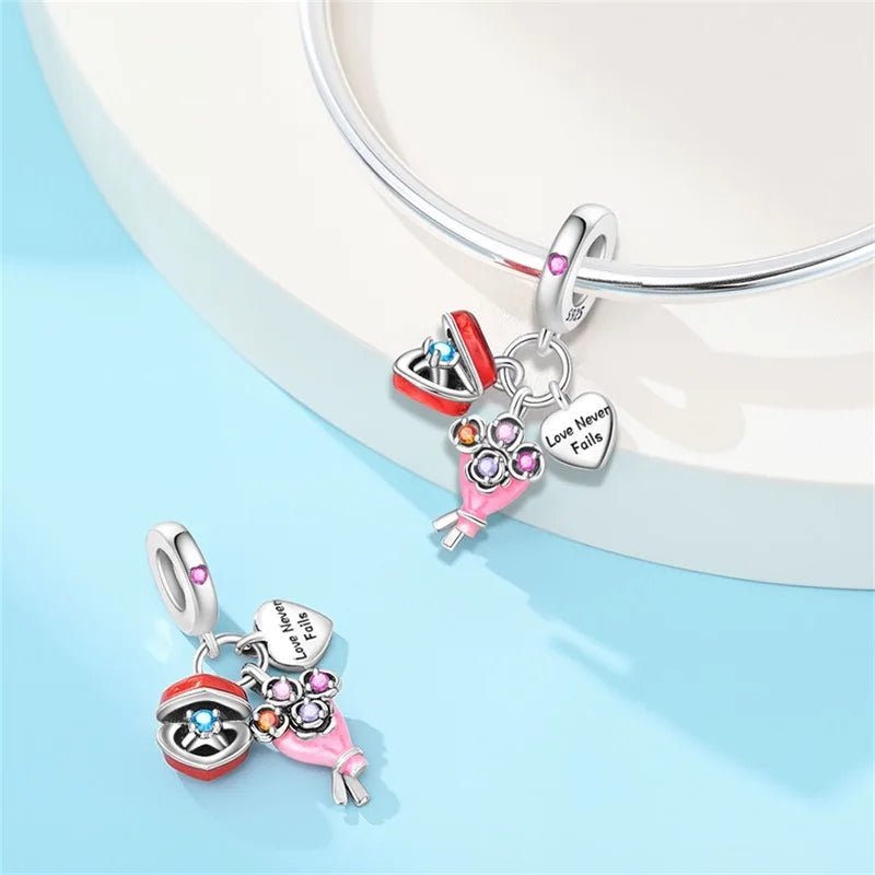 Amarante Jewelry Love Never Fails Bouquet & Ring Dangle Charm