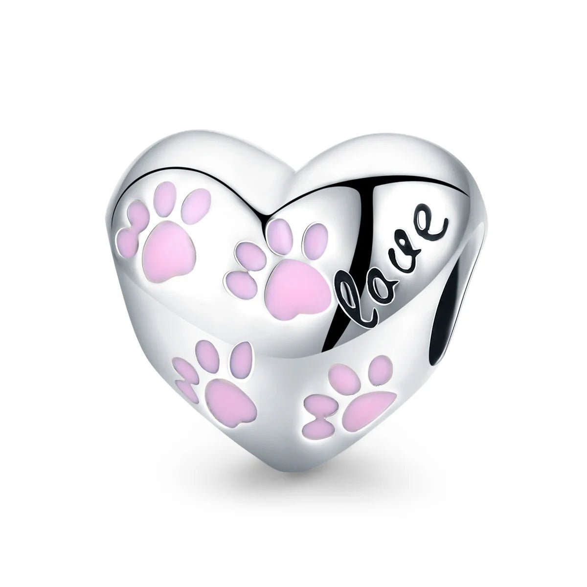 Amarante Jewelry Love Pink Paw Prints Heart Charm